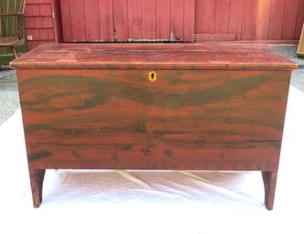 Paint Decorated Blanket Chest With Boot Jack Ends