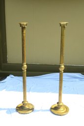 Large Pair Brass Altar Candle Holders, 51 H.