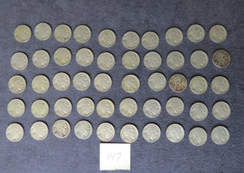 Lot Of 50 Buffalo Nickels, Four 1934, Forty-six 1935