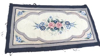 Hooked Rug In Floral Pattern