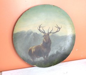 Oil Painting On Artist Board, Copy Of 'The Monarch Of The Glenn' By Sir Edwin Lanseer 1851.