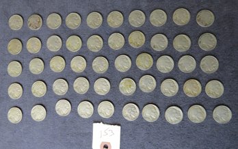 Lot Of 50 Buffalo Nickels, Mixed Dates