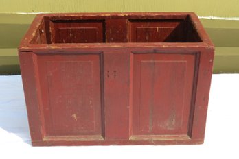 Six Panel Open Yellow Pine Wood Box In Red Surface