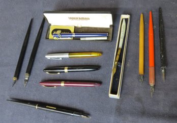 Eleven Fountain Pens, One Waterman In Original Box