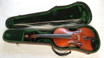 Violin, No Label, Body 14', Length 23', Bow Signed Bausch