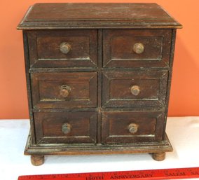 Six Drawer Spice Chest With Turned Feet, 12 W. X 8 X 13 H.