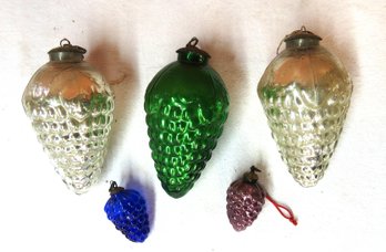 Lot Of 5 Early Christmas Bulbs In Various Colors