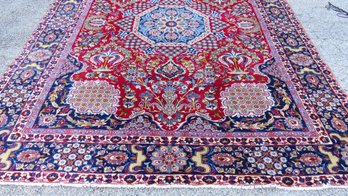 Room Size Persian Oriental Rug With Blue Center Medallion