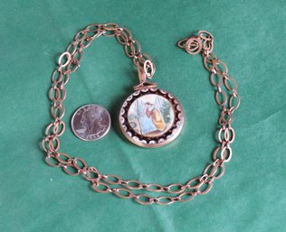 Mourning Pendant With Hand Pained Miniature Mourning Scene