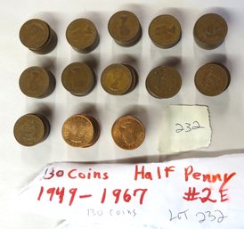 Lot 130 English Half Pennies, 1949-1967