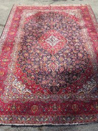 Room Size Oriental Rug, Persian Rug 'made In Iran' With Red And Blue Field Around White Center Medallion