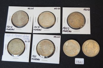 Lot Seven Morgan Silver Dollars