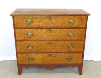 Period Four Drawer Hepplewhite Chest With Birdseye Maple Drawer Fronts