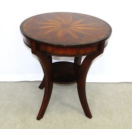 Contemporary Inlaid Wood Drum Table