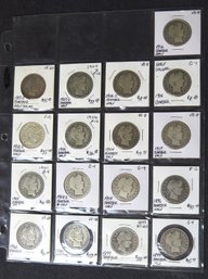 Seventeen Barber Half Dollars