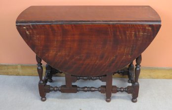 Old Copy Of Oval Gate Leg Table In Flame Birch And Drawer