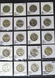 Twenty Ben Franklin Half Dollars