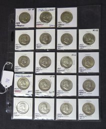 Nineteen Ben Franklin Half Dollars