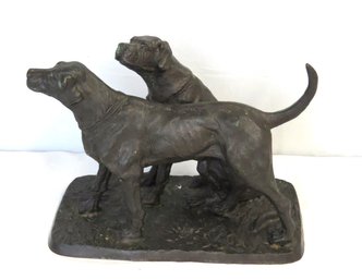 Unsigned Bronze Of Two Dogs