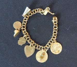 14K Gold Charm Bracelet, All Charms Marked 14K Except Bull Horn