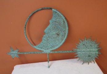 Astrological Weathervane With Directional, Has Half-moon With Sun And Star On The Arrow