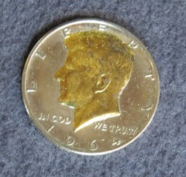 1964 Kennedy Half Dollar With Gold Washed Bust