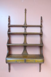 20th Cent. Pine Hanging Shelves With Two Dovetailed Drawers