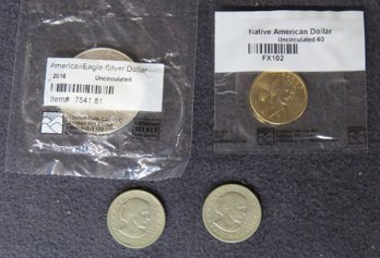 American Eagle Silver Dollar, Native American Dollar , 2 Susan B. Anthony Dollars