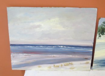 Two Unframed Oil On Masonite Paintings