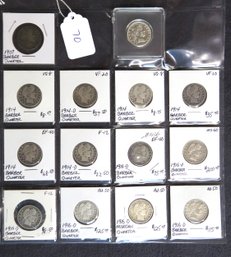 Lot Of 14 Barber Quarters