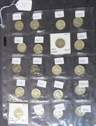 Lot 20 Washington Silver Quarters, Six 1943, Nine 1944, 1944-D, Three 1945, 1946