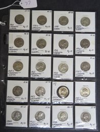 Lot Of 20 Washington Silver Quarters