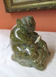 Inuit Carved Stone Figure Eskimo Fishing For Seal