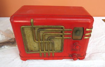 Bright Red FADA Table Model Radio With Original Box