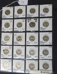 Lot Of 20 Washington Silver Quarters