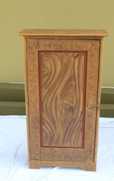 Paint Decorated Floor Cabinet With Raised Panel Door Stands On Cut Out Base
