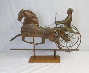 20th Century Horse And Sulky Copper Weathervane