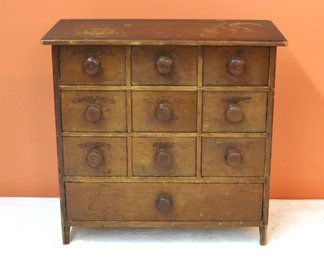 Counter Top Spice Cabinet With 10 Drawers Incised With Name Of Spice