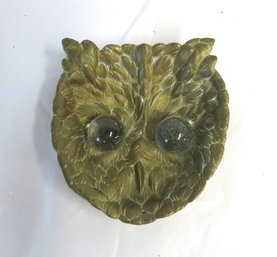Brass Owl Face With Crystal Eyes