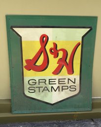 Large S & H Green Stamps Tin Sign One Sided