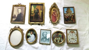 Nine Small Brass Dresser Frames