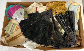 Box Of Scarves, Fans, Handkerchiefs, Etc.