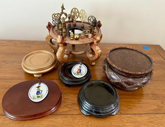 Lot Asian Style Stands And Group Of Finials