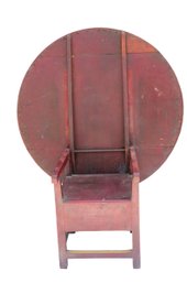 Round Top Square Leg Chair Table In Dry Red Paint And Scrub Top