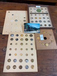 Railroad Related Buttons, 1 Framed Card, 1 Full 16 Additional