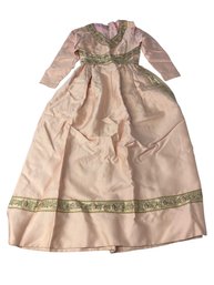 Long Pink Dress With Rose Band Trim