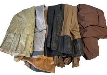 Four Antique Skirts Brown, Green, Silvered Two-tone