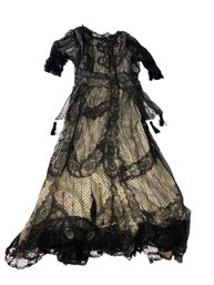Sheer Antique Black Lace And Beaded Dress