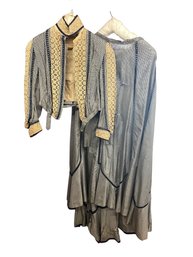 Two Piece Victorian Blue Gingham Dress