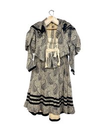 Two Piece Antique Black And White Paisley Pattern Dress